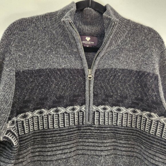 Obermeyer Wool Blend Grey Quarter Zip Pullover Sweater Warm Casual Men's M - Picture 3 of 8